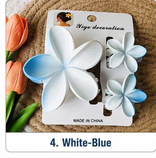 White Elegante Frangipani Bloom Hairclip Set 3. view 2