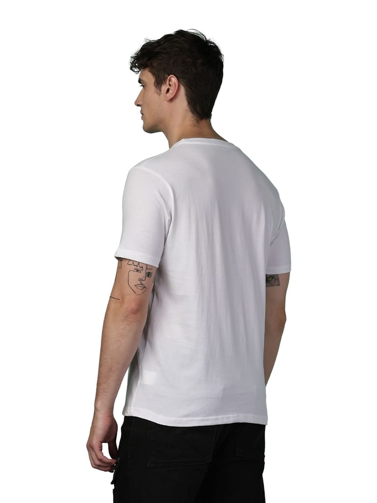Cotton White Graphics T-Shirt view 2
