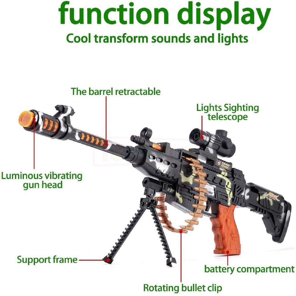 KTRS ENTERPRISE Machine Gun Toy with LED Flashing Lights and Sound Effects for Boys, Girls, Combat Military Mission Machine Gun view 2