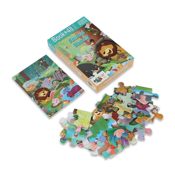 Advit Toys Animal Homes Jigsaw Puzzle - 48 Piece + 24 Pages Educational Book view 2