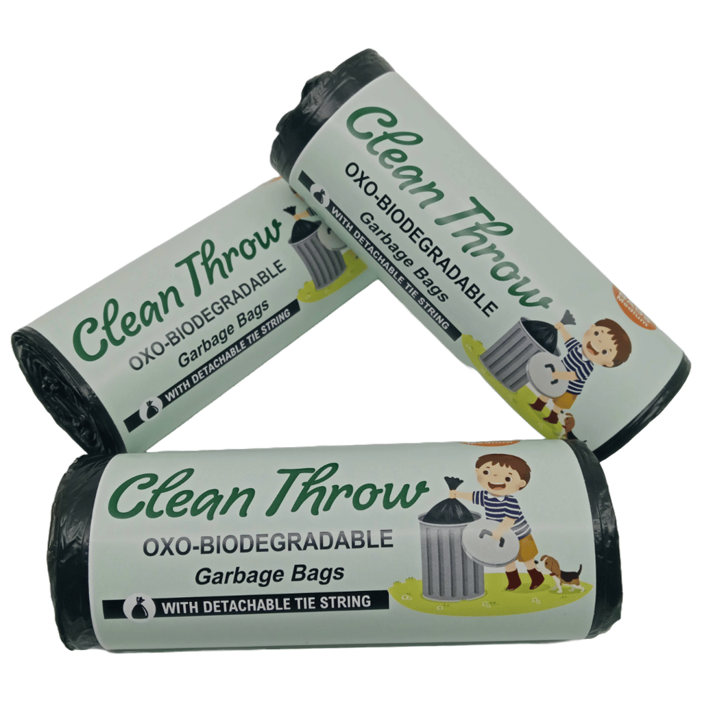 Clean Throw Black Garbage Bags Medium (Pack of 6) | 19 x 21 inches | Strong & Leakproof with Detachable Tie-Tape | 30 Bags Per Roll | Ideal for Home, Office, Kitchen, Wet and Dry Waste Disposal view 2