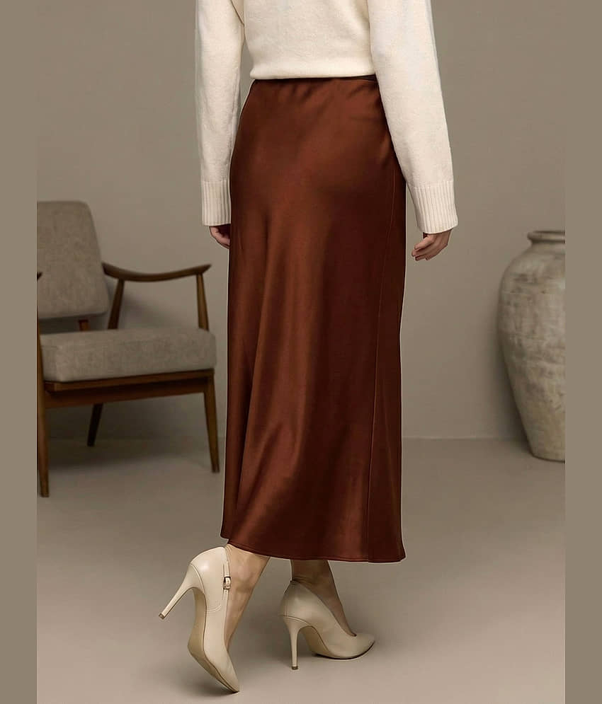 Addyvero Rust Satin Women's A-Line Skirt ( Pack of 1 ) view 2