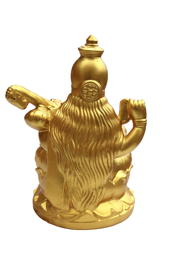 Golden Goddess Saraswati Idol with Veena for Home Temple Decor view 2