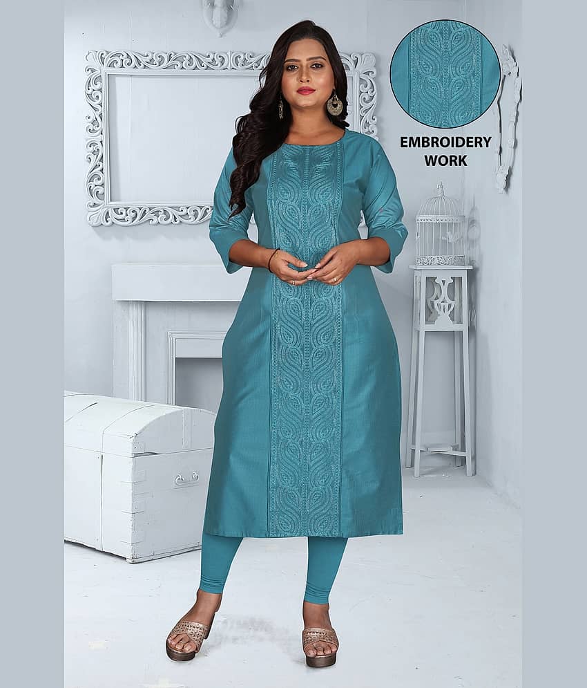 Hetsa Women Chanderi Embroidered A-line Kurti ( Multicolor ) view 2