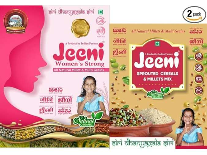 Jeeni Combo Pack Of Women's Strong Mix Millet Multi grains 500g and Double Filtered Organic and Natural Product 1 kg for 2 & 12 yrs (Pack of 2)