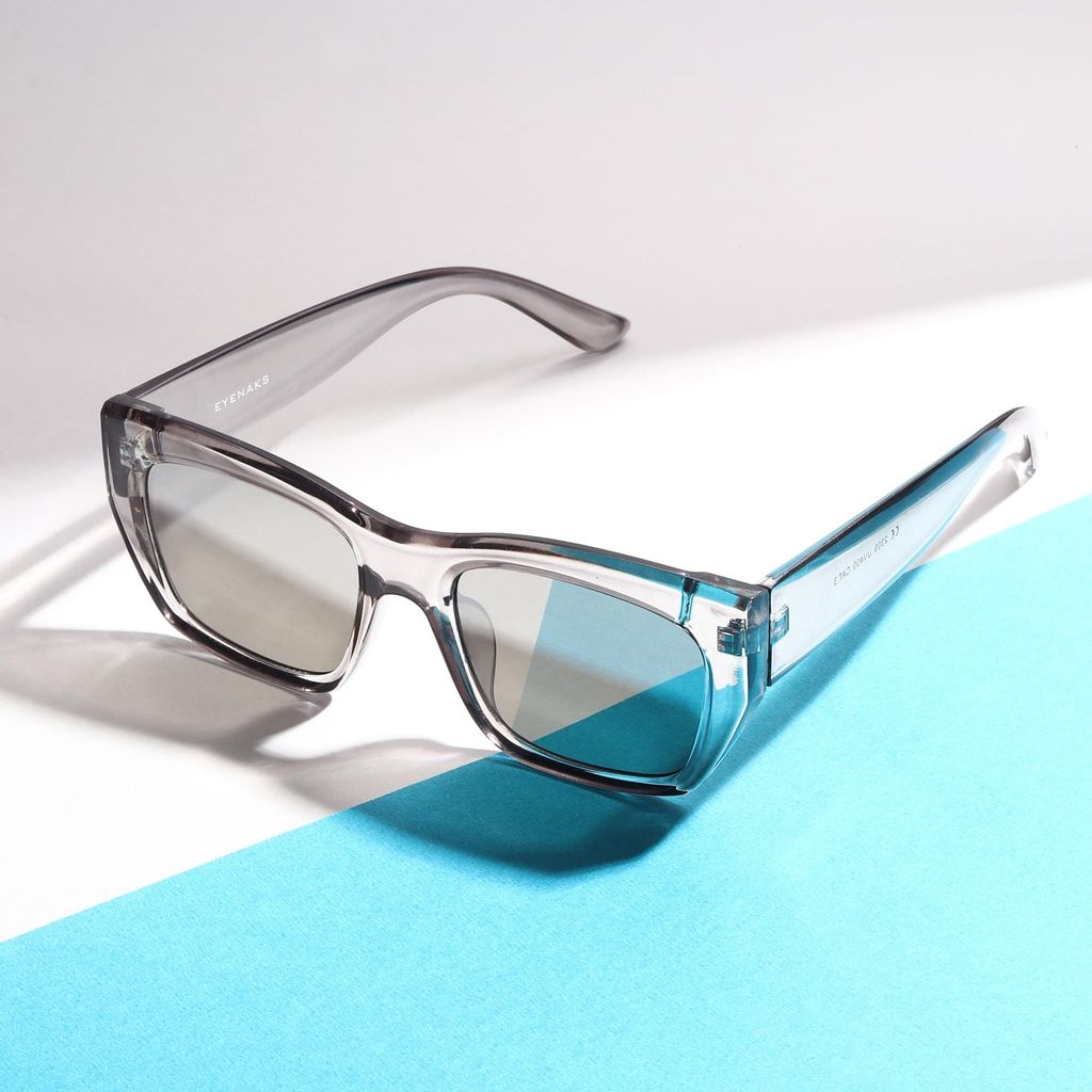 Eyenaks Full Rim Retro Unisex Sunglasses | UV400 Protection | Retro Street Wear Design | Durable Metal Hinges | Mirrored Lens | Pack Of 1 (Grey) view 2