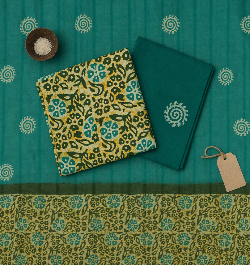 Handcrafted Batik Print Unstitched 3-Piece Cotton Suit Set
