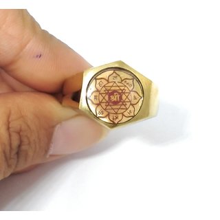 Ashtadhatu Gold Shree Yantra Ring For Men And Woman In Size 17 For Health, Wealth And Prosperity view 2