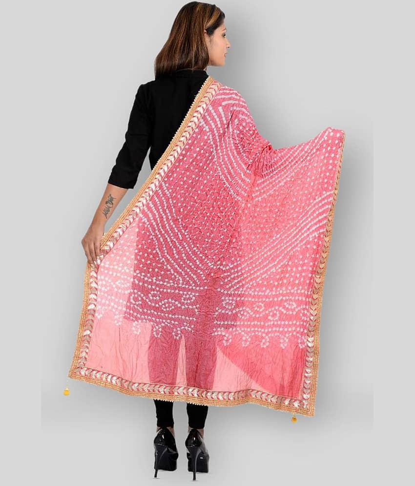 Apratim Peach Art Silk Bandhej Dupatta - Single view 2