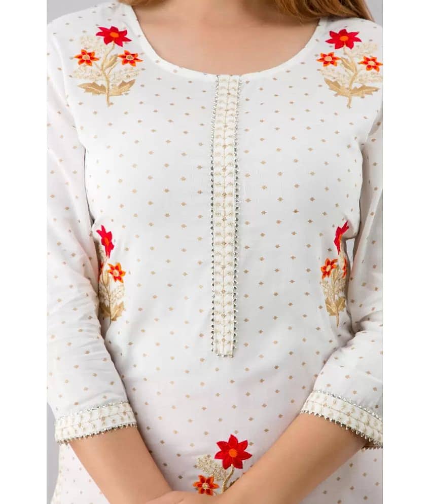 FABRR - White Rayon Women's Straight Kurti ( Pack of 1 ) view 2