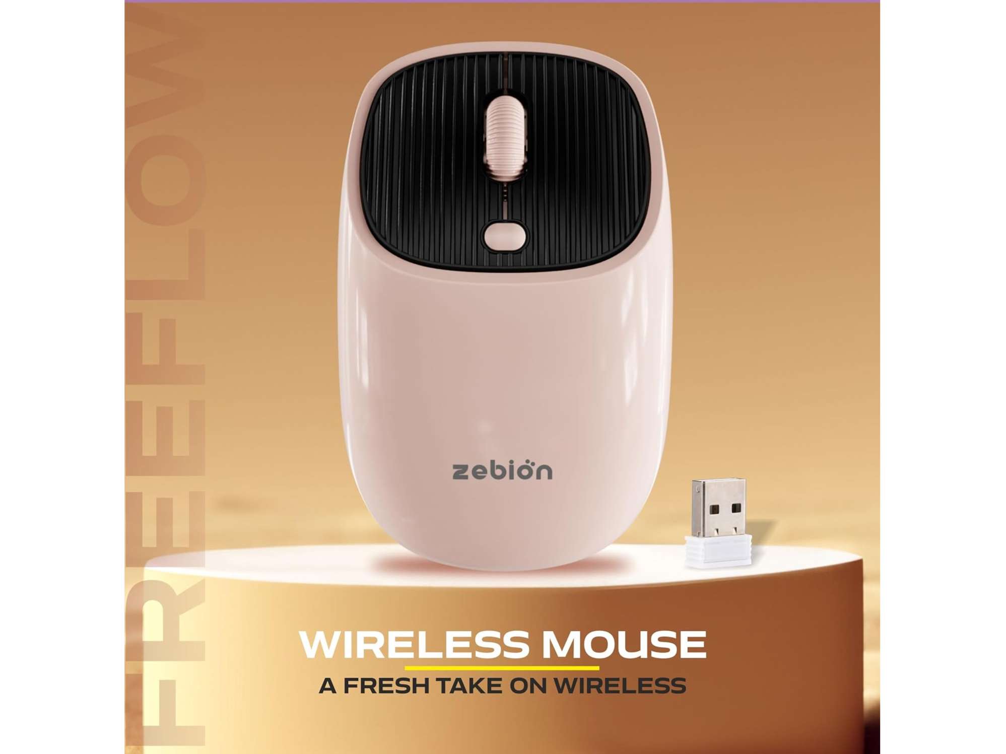 Zebion Free Flow 2.4Ghz Wireless Mouse - Sand Brown view 2
