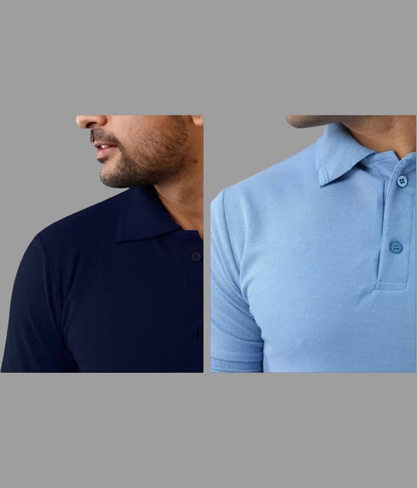 SKYRISE Pack of 2 Cotton Blend Slim Fit Solid Half Sleeves Men's Polo T Shirt ( Multicolor ) view 2