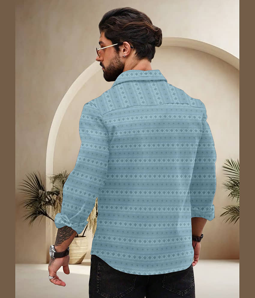 Nofilter Poly Cotton Regular Fit Self Design Full Sleeves Men's Casual Shirt - Light Green ( Pack of 1 ) view 2