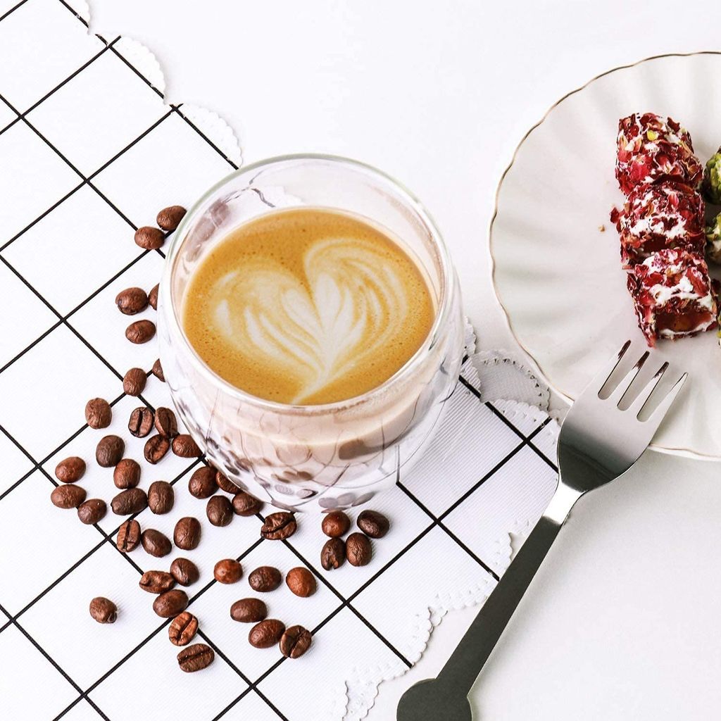 Double Wall Glass Coffee Cup | 250 ML | Two Layer Tea & Coffee Mug for Espresso, Latte, Cappuccino and hot & Cold Drinks | Pack of 2 view 2