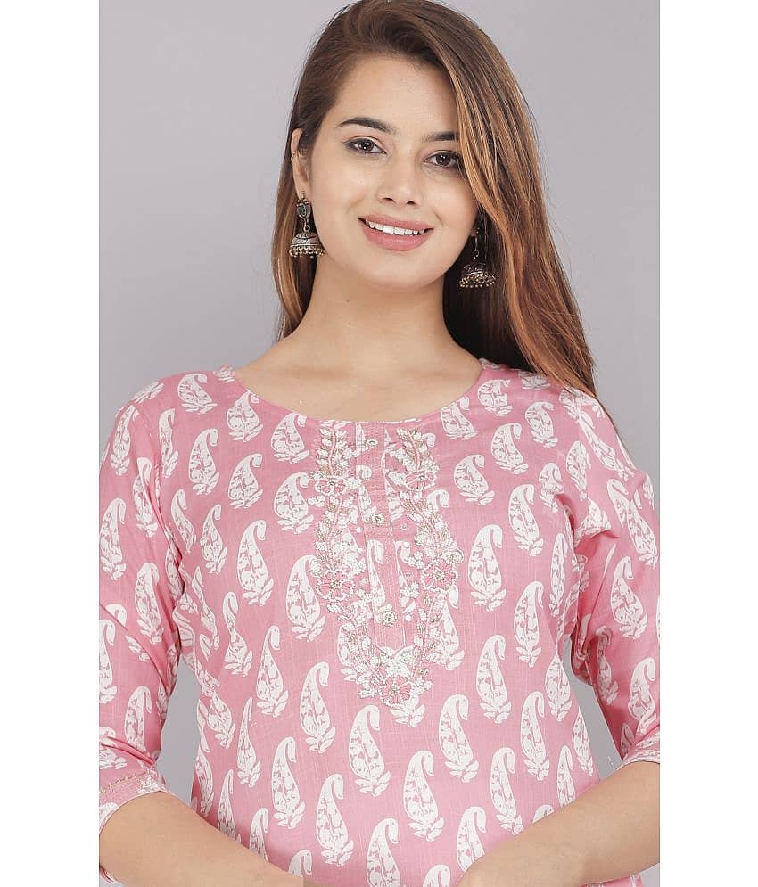 JC4U - Yellow Cotton Women's Straight Kurti ( Pack of 1 ) view 2