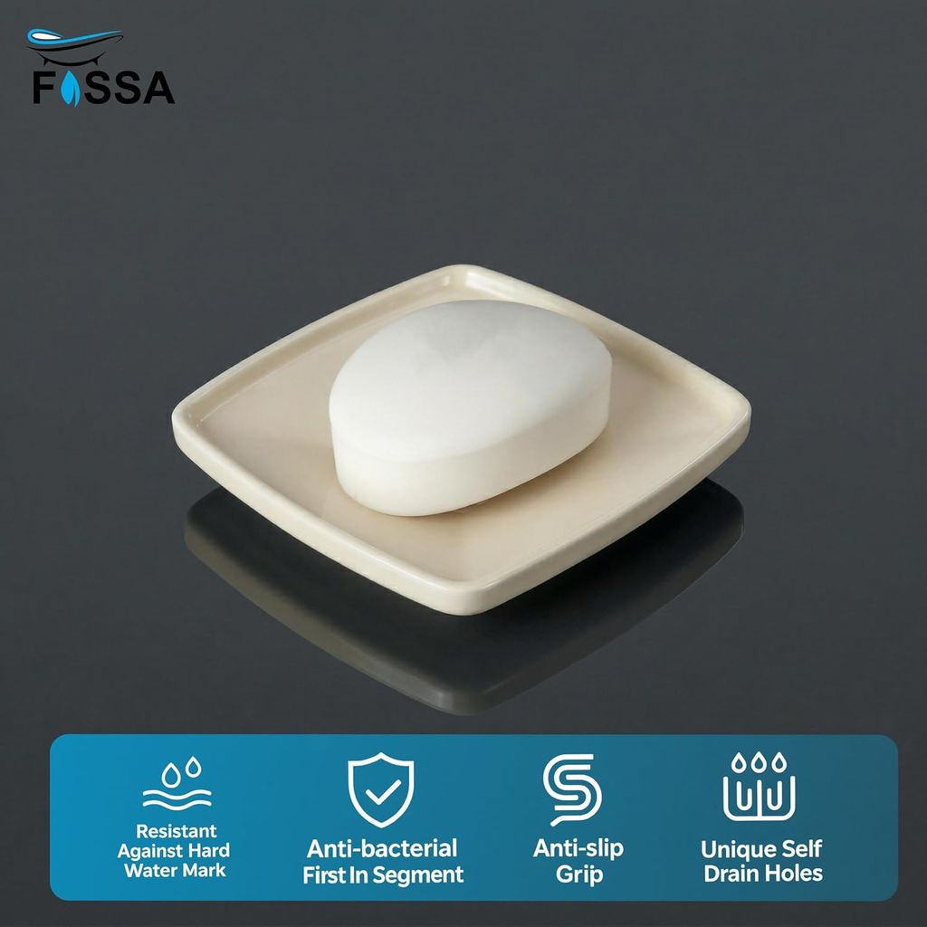 Ivory Soap Dish Unbreakable Abs Square Ceramic Finish (RM-115) view 2