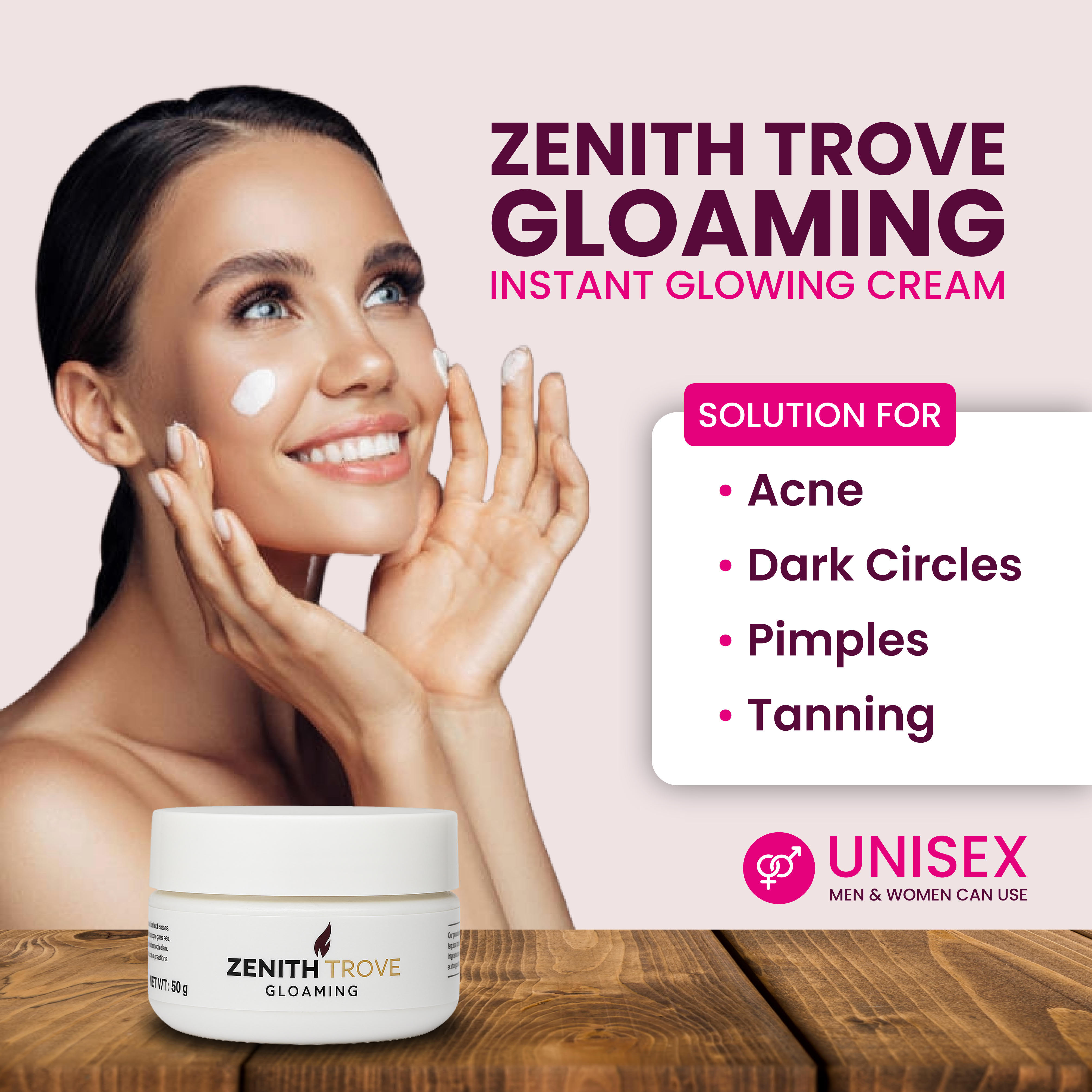 Zenith Trove Natural Glowing Face Cream for Radiant & Nourished Skin | Enriched with Herbal Extracts & Skin-Loving Oils | Suitable for All Skin Types | No Chemicals or Harsh Ingredients – 50g view 2