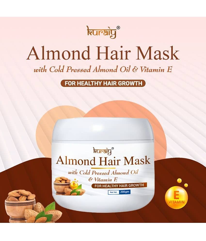 KURAIY Almond Hair Mask With Cold Pressed Almond Oil & Vitamin E For Hair Growth 200g Pack Of 3 view 2