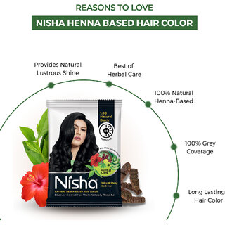Nisha Natural Henna Based Hair Color Powder Conditioning Herbal Care Silky & Shiny Soft Hair 10Gm And 25Gm Each Sachet Pack of 10 (350 g) view 2