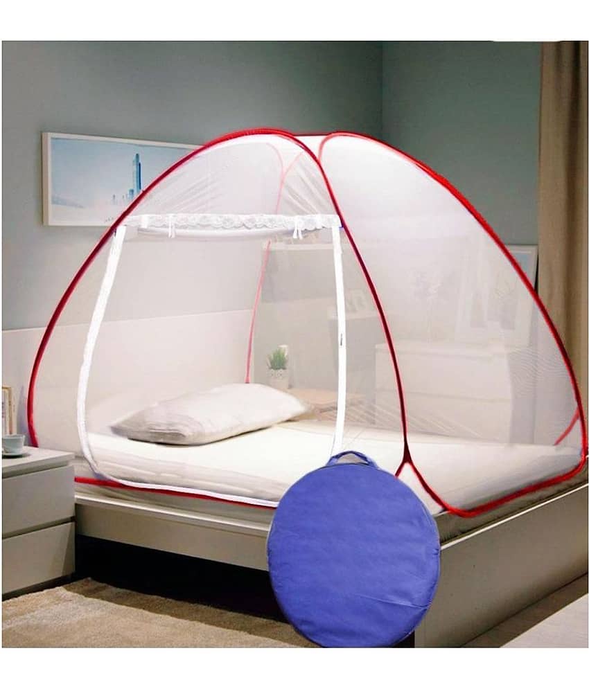 RIDDHI - Red HDPE - High Density Poly Ethylene Foldable Mosquito Net ( Pack of 1 )