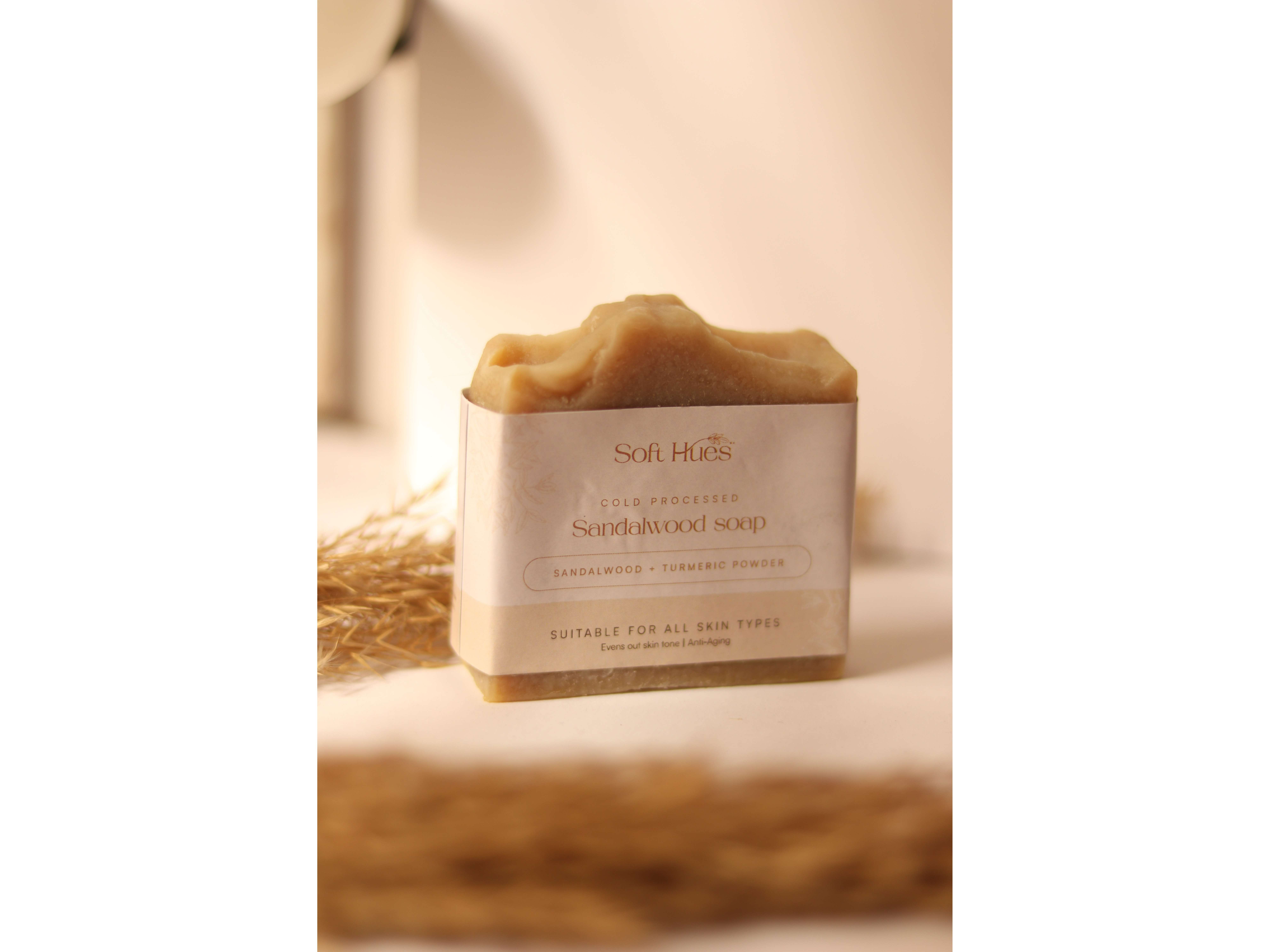 Soft Hues Sandalwood & Turmeric Soap | Herbal Soap for Men & Women -100 g (Pack of 1)