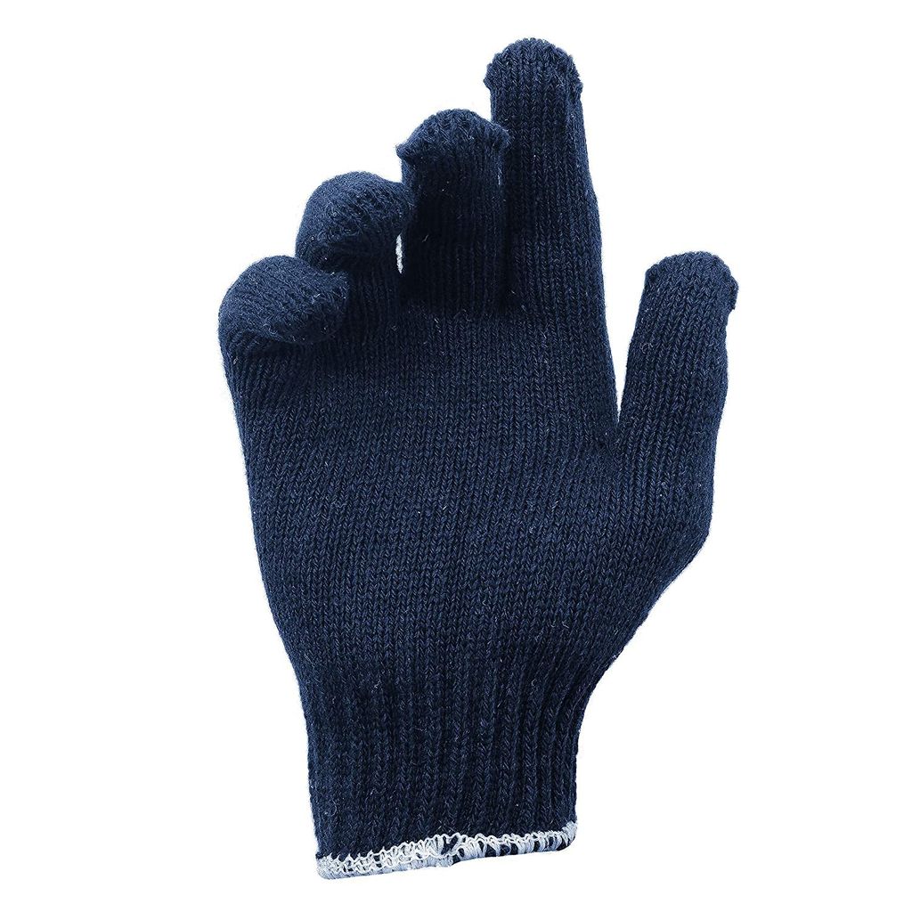 Solance Unisex Reusable Washable Knitted Cotton Safety Hand Gloves Free Size (Pack of 24) Blue view 2