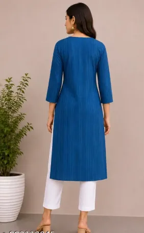 Royal Blue with Embroidered Neck Design view 2