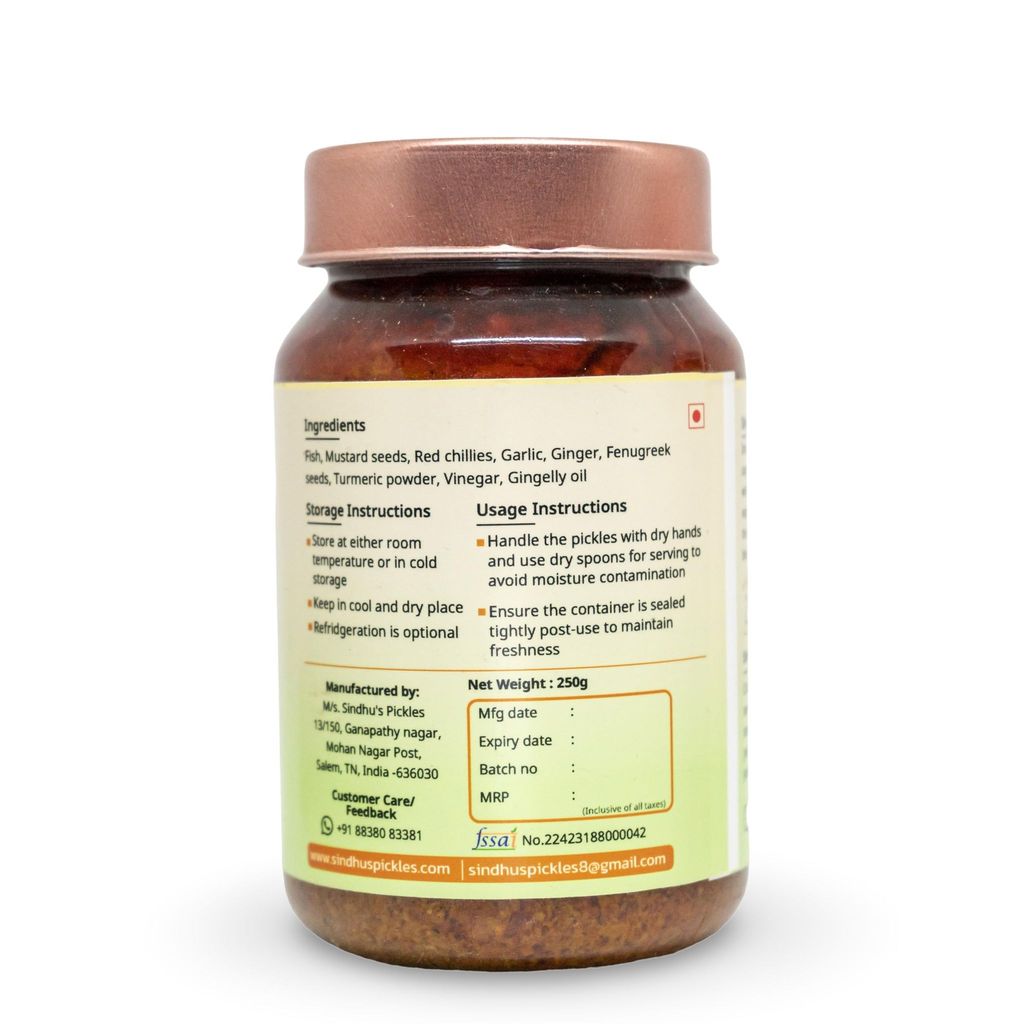 Sindhu's Tangy Regular Fish Pickles, 100g, Authentic Indian Flavor view 2