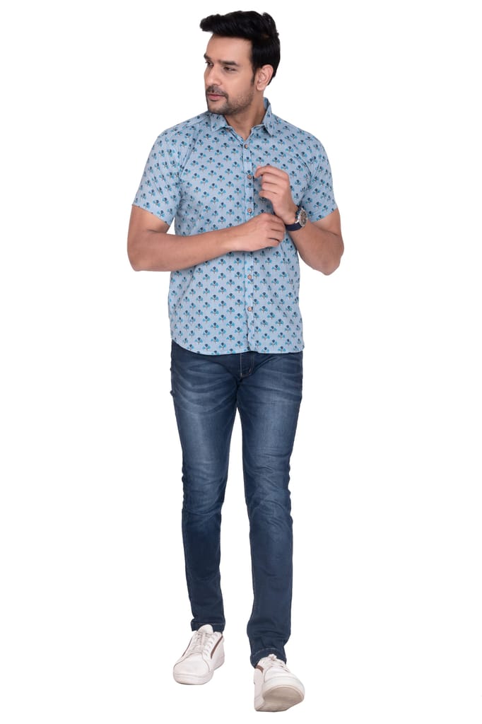 Blue Lotus Sanganeri Printed Cotton Shirt