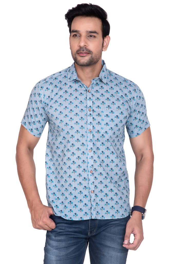 Blue Lotus Sanganeri Printed Cotton Shirt view 2