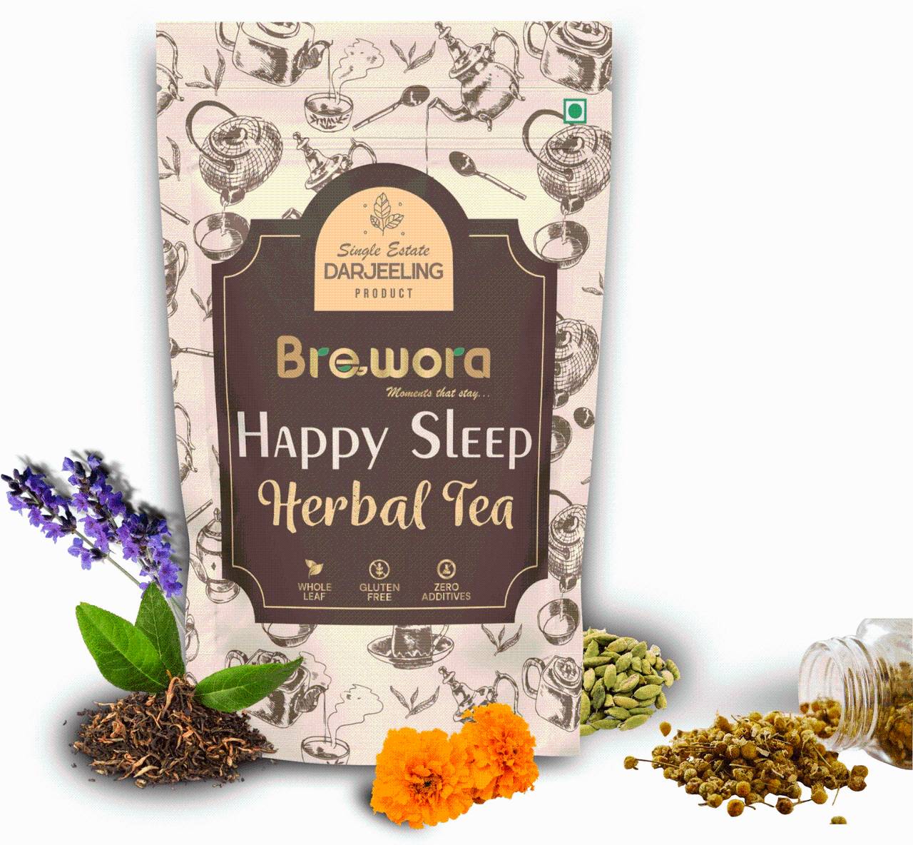 Brewora Happy Sleep Ayurvedic Tea - 100g