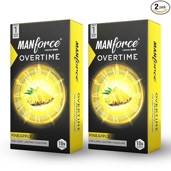 MANFORCE Overtime Pineapple 3in1 (Ribbed Contour Dotted) Condoms - 10s (Pack of 2) Condom (Set of 2 20 Sheets)