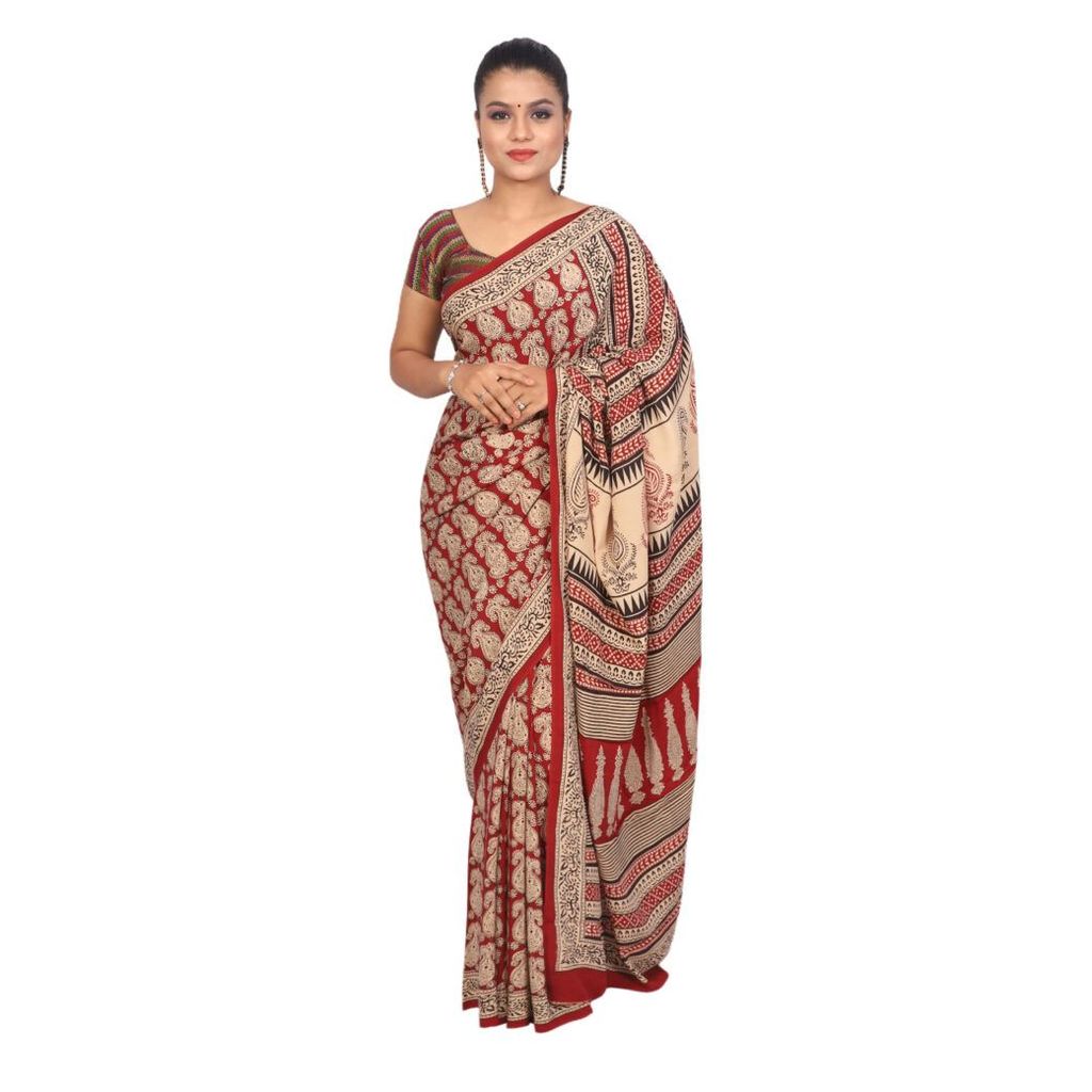HANDLOOM CRAPE SILK SAREE WITH BLOUSE (SKU - 3I0106030422 SAREE- 219) view 2
