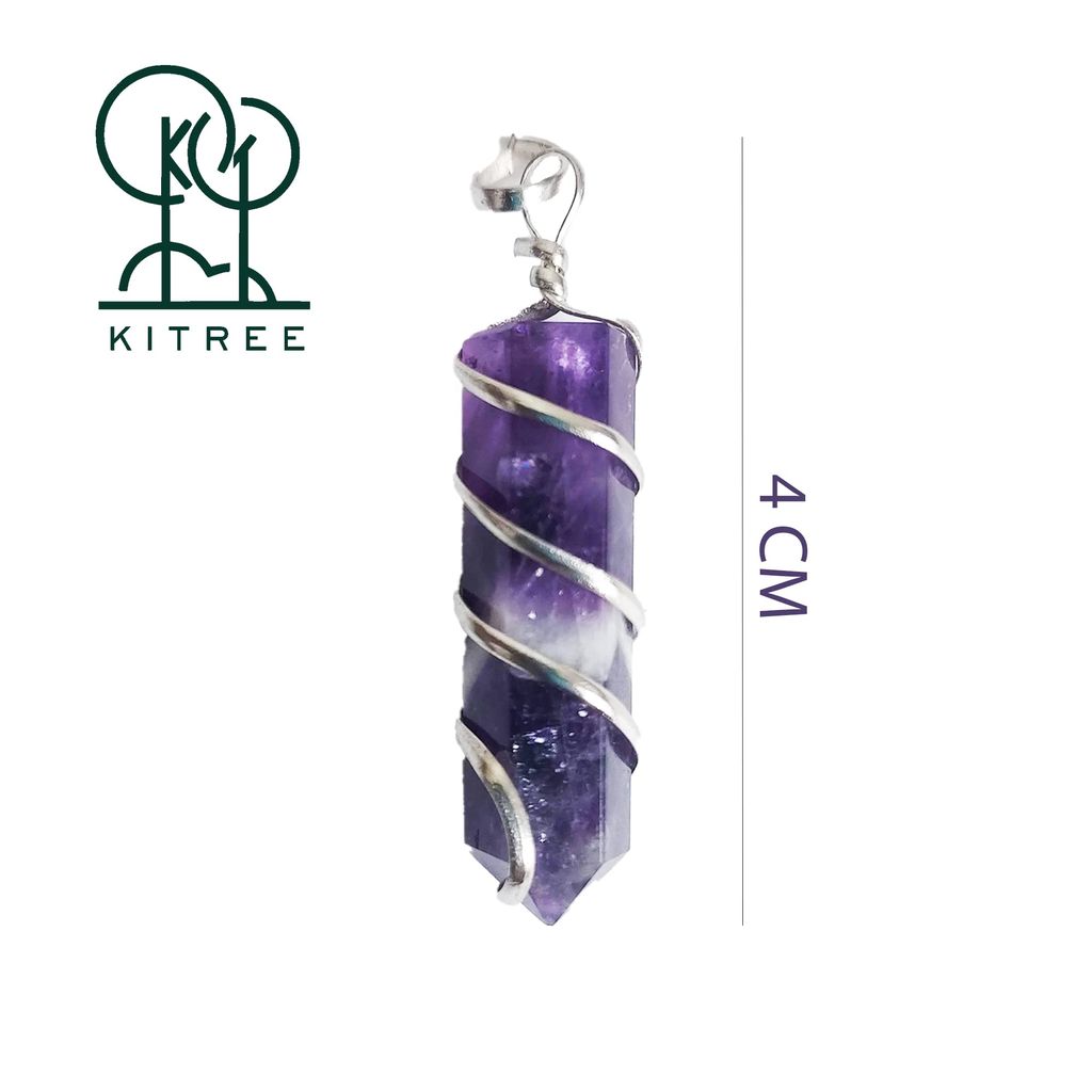 KITREE NATURAL AMETHYST CRYSTAL PENCIL PENDENT WITH CHAIN FOR UNISEX 4 CM APPROX. (COLOR PURPLE) view 2