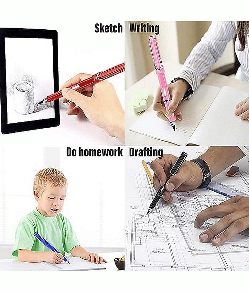 Never Ending Inkless Portable Erasable & Reusable Pencil Set of 3,Multicolor view 2