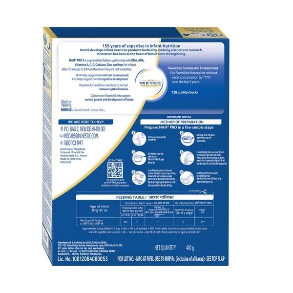 Nestle NAN PRO Stage 4 Follow Up Formula Powder 400 Gms view 2