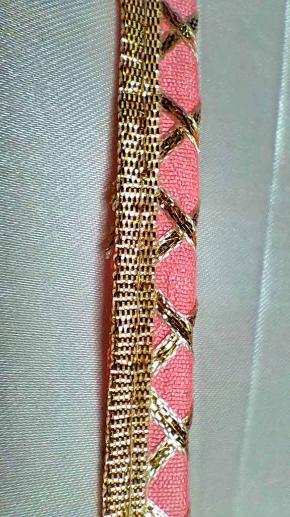 Peach and Gold Metallic Sari Border Trim Ribbon view 2