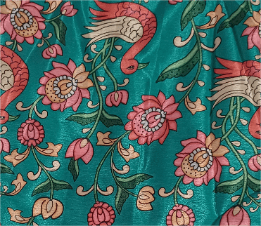 Ombre Yellow & Teal Saree with Embroidered Border & Floral Blouse view 2