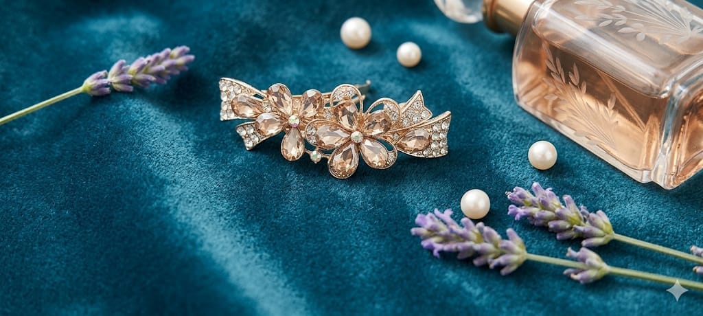 Elegant Floral Crystal Hair Clip / Hair Barrette view 2