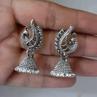 luv fashion silver oxidized jhumkis view 2