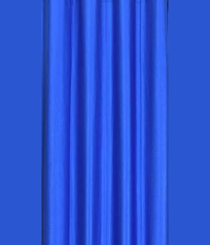 N2C Home Solid Semi-Transparent Eyelet Curtain 7 ft ( Pack of 2 ) - Blue view 2