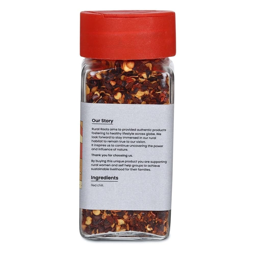 Rural Roots Chilli Flakes - 70g | Dry Red Chilli Flakes Seasonings | Spicy Dried Pizza Pasta Seasoning | 100% Natural Crushed Red Chili | Zero Added Colours, Fillers, Additives & Preservatives view 2