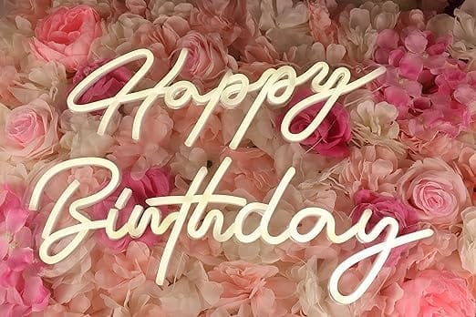 Happy Birthday Neon Light | Led Neon Sign Light Decor | Happy Birthday Led White Neon Light 12 X 18 Inch view 2