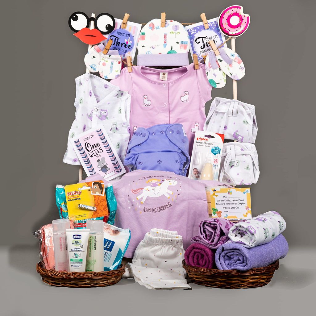 The Baby First Box Newborn Baby Essential Kit - 21 Items(0-3 Months)| Newborn Baby Gifts |Baby Shower Gift | Summer Kit (Exclusive Gift Box) (Girls) view 2