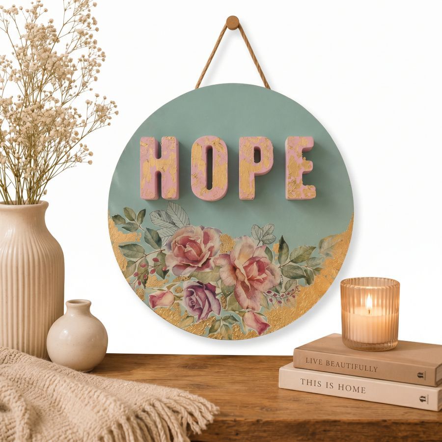 HOPE Floral Wood Wall Hanging view 2