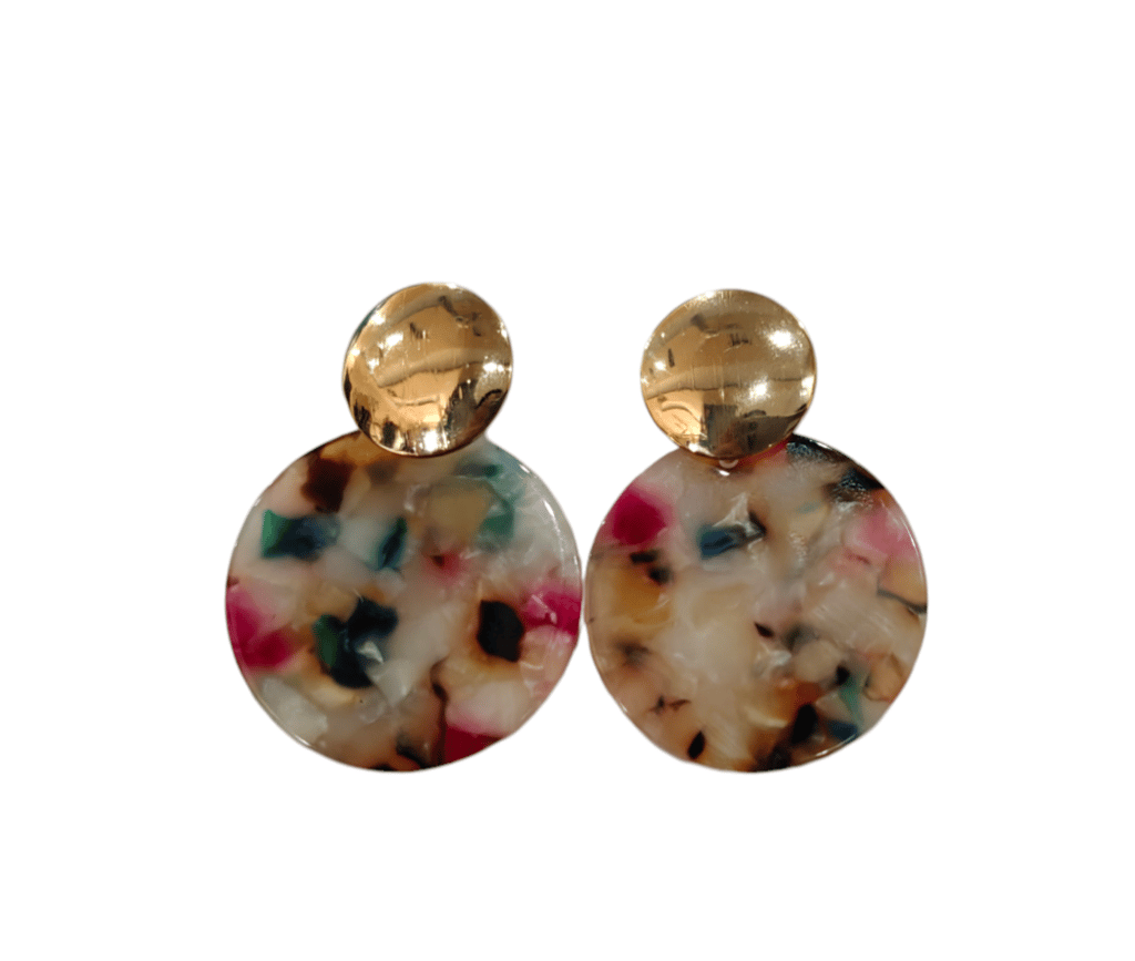 Colorful Round Earrings with Gold-Plated Posts