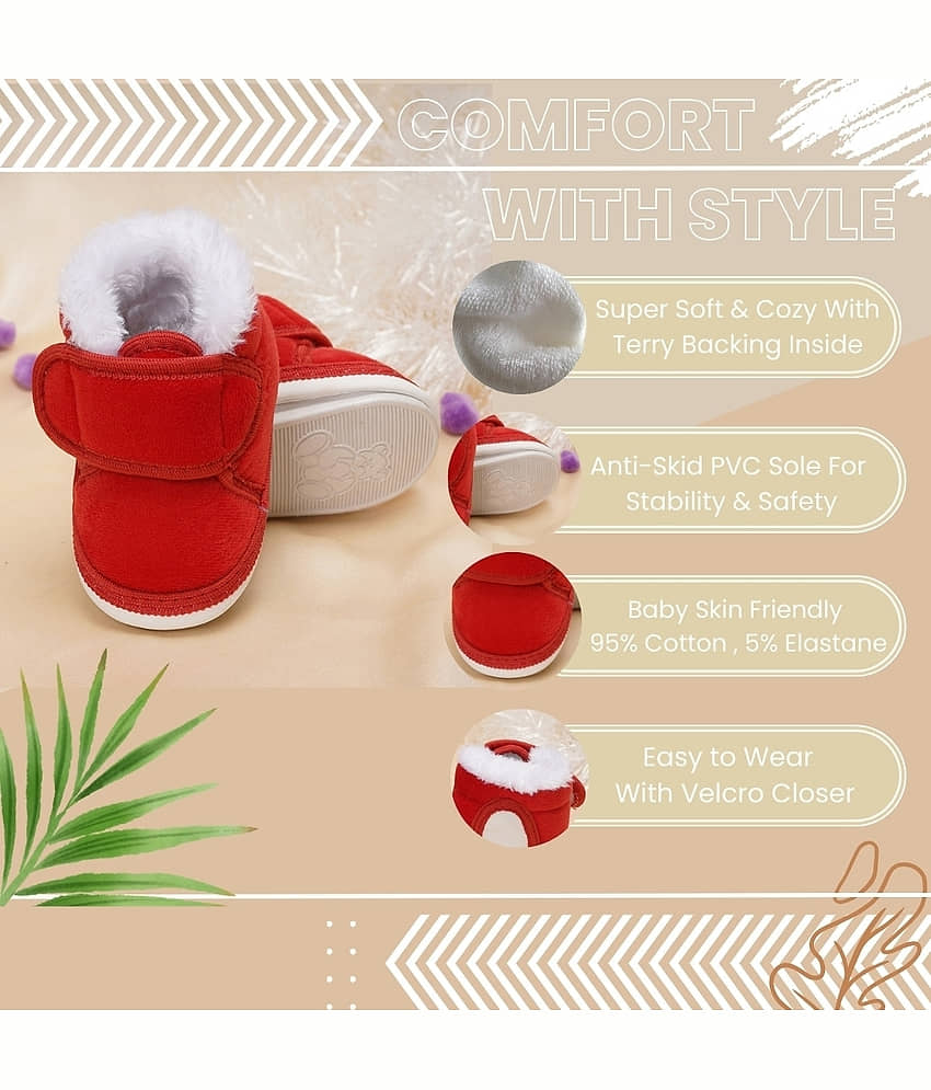 Neska Moda - Red Booties For Baby Boy & Baby Girl 6-9 Months ( Pack of 1 ) view 2