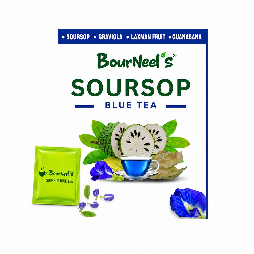 BourNeel's® Soursop Blue Tea Box (20 Bags) |Dipping Tea Bags | Combination of Dry Soursop/Graviola Leaves & Butterfly Pea Dry Flower | No Preservatives | Graviola Laxman Phal Dry Leaves | High Vitamin C | Kadha Tea | view 2