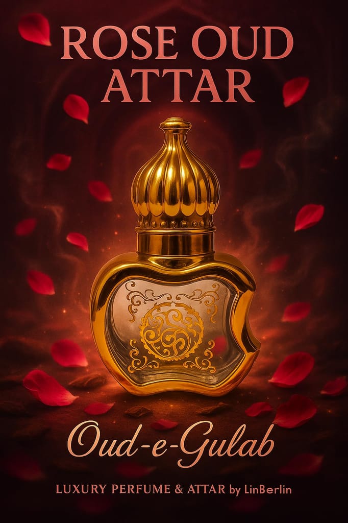 Rose Oud Attar (12ml) | Oud-e-Gulab | Long Lasting Arabic Rose & Oud Fragrance Oil for Men & Women | Alcohol-Free Fabric Use Traditional Attar by LinBerlin