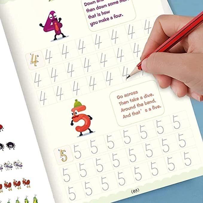 Store4Hope Magic Practice Copybook (1 PEN + 10 REFILLS), Number Tracing Book for Preschoolers with Pen, Magic Calligraphy Copybook Set Practical Reusable Writing Tool Simple Hand Lettering view 2